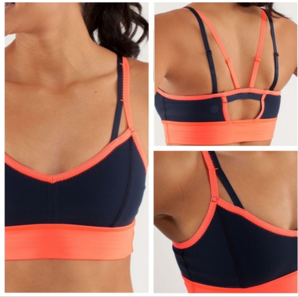 Lululemon Flip Your Dog Bra Top Size 4 Coral Navy
